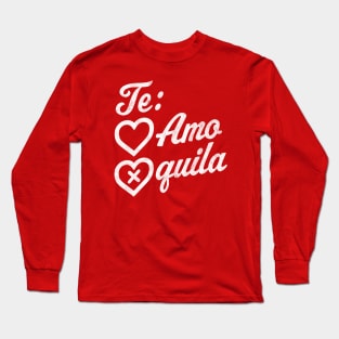 Te Amo Tequila Valentines Day Hearts Retro Vintage Drinking Long Sleeve T-Shirt